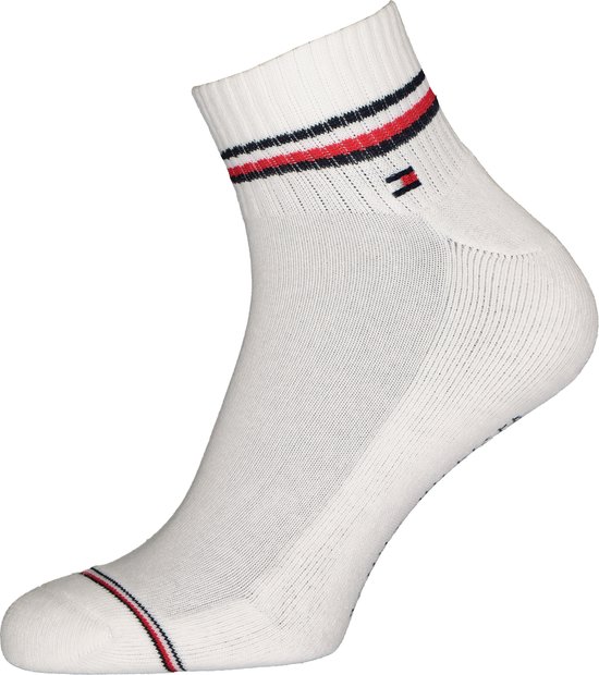 Tommy Hilfiger Iconic Quarter Socks (2-pack) - heren sneaker sportsokken katoen - wit - Maat: 39-42