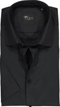 VENTI modern fit overhemd - korte mouw - zwart - Strijkvrij - Boordmaat: 38