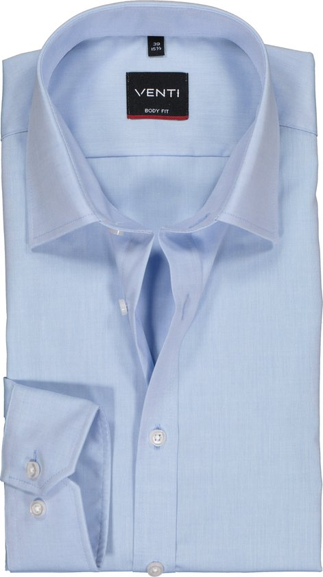 VENTI body fit overhemd - mouwlengte 72 - lichtblauw - Strijkvriendelijk - Boordmaat: