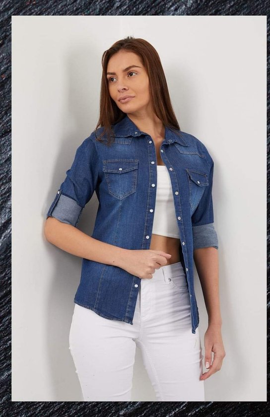 Jeans blouse dames overhemd maat 36 | bol.com