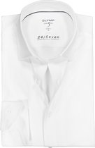 OLYMP Level 5 24/Seven body fit overhemd - wit tricot - Strijkvriendelijk - Boordmaat: 41