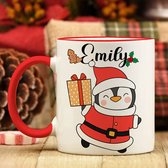 Kerst mok - Beker - Kerst mok met naam - Kerst cadeau - Gepersonaliseerd - Pinguïn mok cadeau - Gratis inpakservice