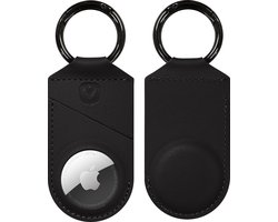 Valenta - AirTag Hoesje - AirTag Sleutelhanger - Leer - Zwart - geschikt voor Apple AirTag