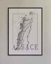 Poster wijnkaart - Alsace - Elzas - zwart wit