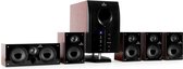 auna Areal 525 WD - 5.1 surround sound-systeem, thuistheatersysteem, 125 watt RMS, actieve mono-subwoofer, 5,25-inch sidefiring woofer, basreflex, 5 x satellietluidsprekers, AUX, h
