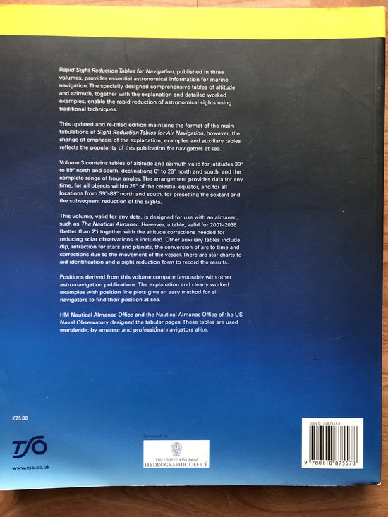 Rapid Sight Reduction Tables for navigation, Nautical Almanac Office