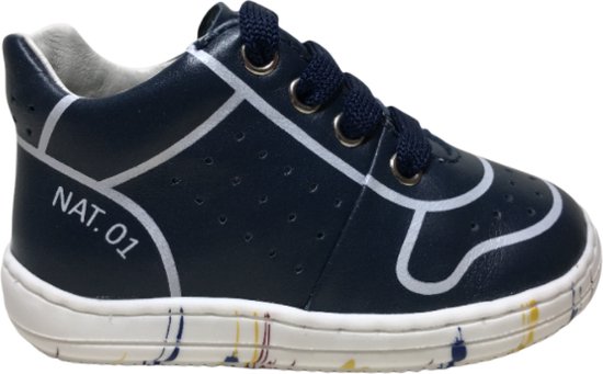 Naturino Mt 19 veter lederen sneakers Snuggly Navy wit