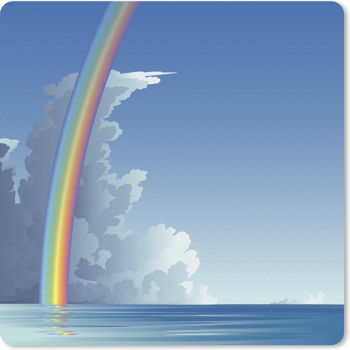 Muismat 20x20 cm - Mousepad Een illustratie van een regenboog boven de zee - Muismatten