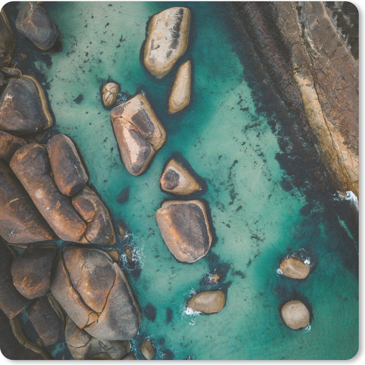 Muismat 20x20 cm - Mousepad Water - Stenen - Zee - Muismatten