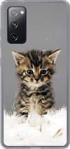 Geschikt voor Samsung Galaxy S20 FE hoesje - Kat - Kitten - Veren - Siliconen Telefoonhoesje