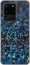 Geschikt voor Samsung Galaxy S20 Ultra hoesje - Glitter - Blauw - Abstract - Design - Siliconen Telefoonhoesje