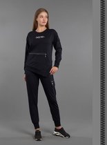 Toppies 2021 Casual Gebreide Tweedelige Set Vrouwen Trainingspakken Trui En Broek Vrouwelijke Outfits - Zwart - L