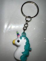 Unicorn Sleutelhanger 3.5 cm hoog 2 cm lang maan licht blauw