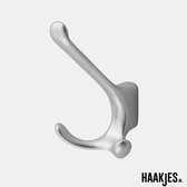 Dubbele haak zilver - Hoedhaak - Jashaak - 0820-01E - Zilver- Aluminium - Hoogwaardige kwaliteit - Hermeta - Kapstokhaak
