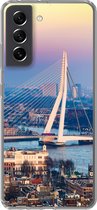 Geschikt voor Samsung Galaxy S21 FE hoesje - Rotterdam - Skyline - Zonsondergang - Siliconen Telefoonhoesje