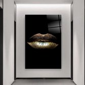 Wallyard - Golden Lip - Wall art - Schilderij - 60x90 cm - Premium glass - Incl. muur bevestiging