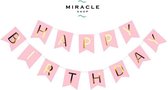 HAPPY BIRTHDAY Slinger XL (20 cm x 16 cm), Letter Slinger, Roze-Goud, 13 stuks, Verjaardag, Feest, Party, Decoratie, Versiering, Miracle Shop