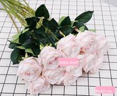 6 stuks enkele rozen Roos met steel 63 cm kleur roze model 'Aisha' | VELVET | SILK | kunstbloemen | Bruiloft | Valentijn | huisdecor | moederdag | vaderdag | kerst