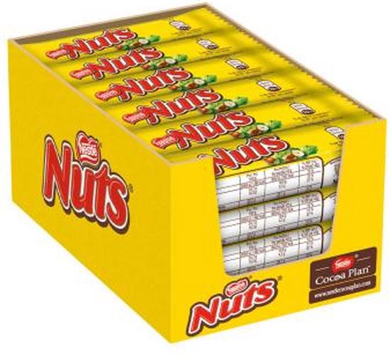 Gewoon doen Net zo Jumping jack Nestle Nuts chocolade reep 24 x 42g | bol.com