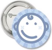 6 boutons Happy baby face bleu - baby shower - bouton - révélation de genre - enceinte - naissance - bébé