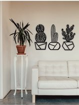 BT Home - 3 stuks Cactus muurdecoratie - Wanddecoratie - Zwart - Houten art - Muurdecoratie - Line art - Wall art - Wandborden - Bohemian - kerst - kerstcadeau - wandecoratie woonk