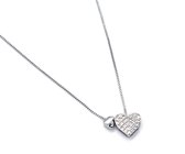 Ketting Dames- Zilver 925- 2 Hartjes- Strass- Vrouw- LiLaLove