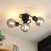 Lindby - LED plafondlamp - 3 lichts - glas, ijzer - H: 18 cm - E14 - , smoke - Inclusief lichtbronnen