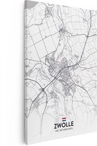 Artaza - Peinture sur Canevas - Carte de la ville zwolle en blanc - 40x60 - Petit - Photo sur Toile - Impression sur Toile