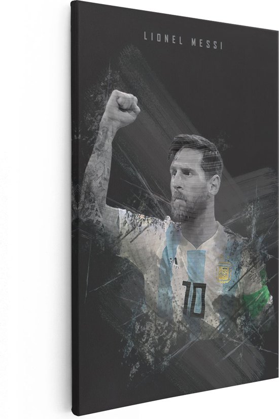 Artaza - Peinture sur Canevas - Lionel Messi en Argentine - 40x60 - Petit - Photo sur Toile - Impression sur Toile