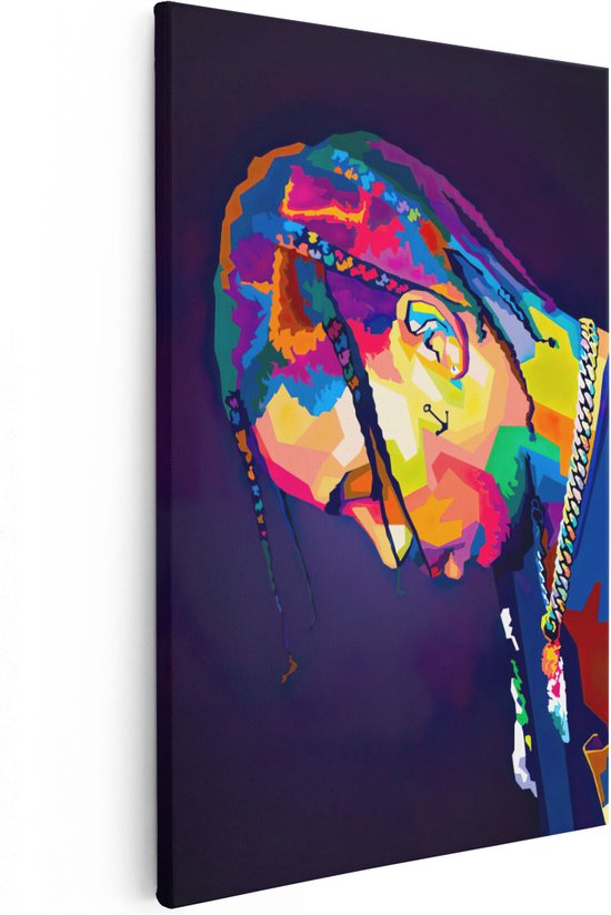 Artaza - Peinture sur Canevas - Travis Scott en couleurs abstraites - 20x30 - Petit - Photo sur Toile - Impression sur Toile