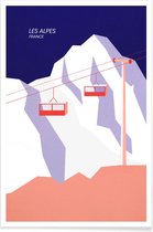 JUNIQE - Poster Les Alpes -40x60 /Blauw & Grijs