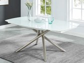 Uitschuifbare eettafel CAMELIA - Gehard glas en metaal - Wit L 190 cm x H 75 cm x D 105 cm