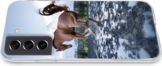 Convient pour la coque Samsung Galaxy S21 FE - Cheval qui se bat dans les flaques d'eau - Étui de téléphone en Siliconen