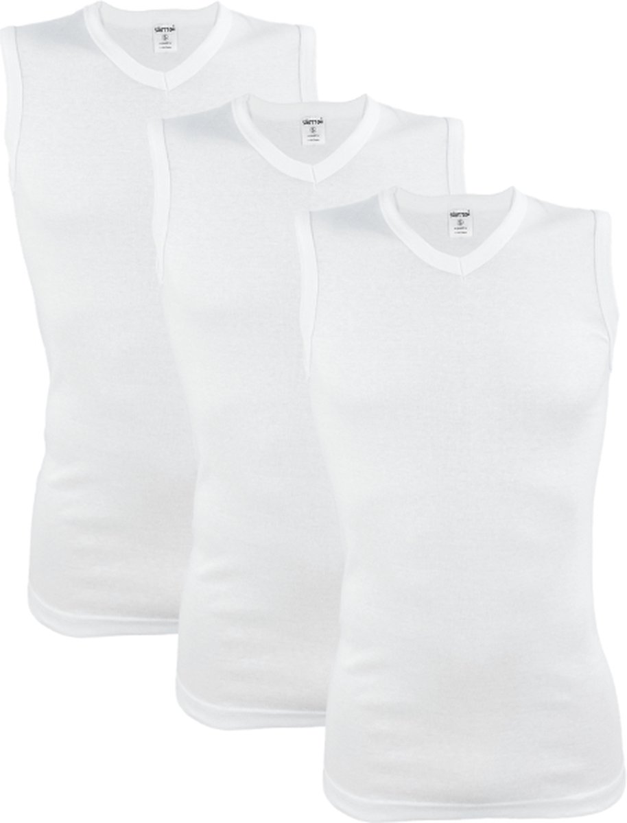 3 stuks SQOTTON A-shirt - V-hals - mouwloos - Wit - Maat XXL