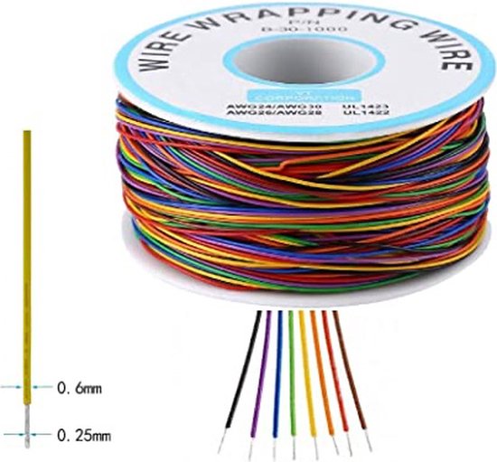 Fil Wrap Mrisata 30AWG 0.25mm Cuivre Étamé 250m Noir - Câble Kynar Pour Électronique, PCB Et Breadboard