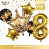 Cijfer Ballon 8 * Snoes * Black & Gold Thema * Prinsen & Prinsessen * Crown * Kroon * Royal Celebration * Verjaardag Decoratie Ballonnen Pakket * Boeket Ballonnen * Nummer Ballon 8