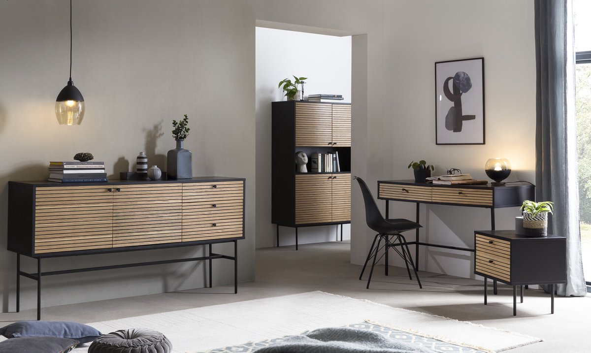 Bureau zwart / eiken fineer