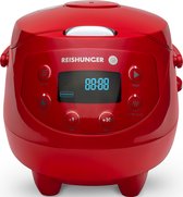 Reishunger Digitale Mini Rijstkoker in Rood - Multicooker met 8 programma's, stoominzet, premium binnenpan, timer en warmhoudfunctie - Rijst voor maximaal 3 personen