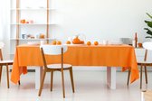 Strijkrij Provençaals Tafelkleed, Rond 160cm 'Orange Uni' , Vocht en Vuil Werend