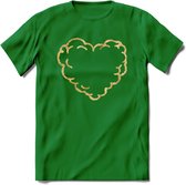 Valentijn Goud Hart T-Shirt | Grappig Valentijnsdag Cadeautje voor Hem en Haar | Dames - Heren - Unisex | Kleding Cadeau | - Donker Groen - XXL