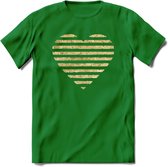 Valentijn Goud Hart T-Shirt | Grappig Valentijnsdag Cadeautje voor Hem en Haar | Dames - Heren - Unisex | Kleding Cadeau | - Donker Groen - XL