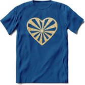 Valentijn Goud Hart T-Shirt | Grappig Valentijnsdag Cadeautje voor Hem en Haar | Dames - Heren - Unisex | Kleding Cadeau | - Donker Blauw - S