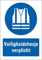 Veiligheidshesje verplicht sticker met tekst 210 x 297 mm