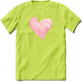 Valentijn Pastel waterverf Hart T-Shirt | Grappig Valentijnsdag Cadeautje voor Hem en Haar | Dames - Heren - Unisex | Kleding Cadeau | - Groen - XXL