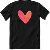 Valentijn Pastel waterverf Hart T-Shirt | Grappig Valentijnsdag Cadeautje voor Hem en Haar | Dames - Heren - Unisex | Kleding Cadeau | - Zwart - M