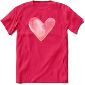 Valentijn Pastel waterverf Hart T-Shirt | Grappig Valentijnsdag Cadeautje voor Hem en Haar | Dames - Heren - Unisex | Kleding Cadeau | - Roze - M