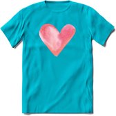 Valentijn Pastel waterverf Hart T-Shirt | Grappig Valentijnsdag Cadeautje voor Hem en Haar | Dames - Heren - Unisex | Kleding Cadeau | - Blauw - M