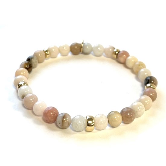 Bracelet en pierre naturelle | opale rose | or 14 carats