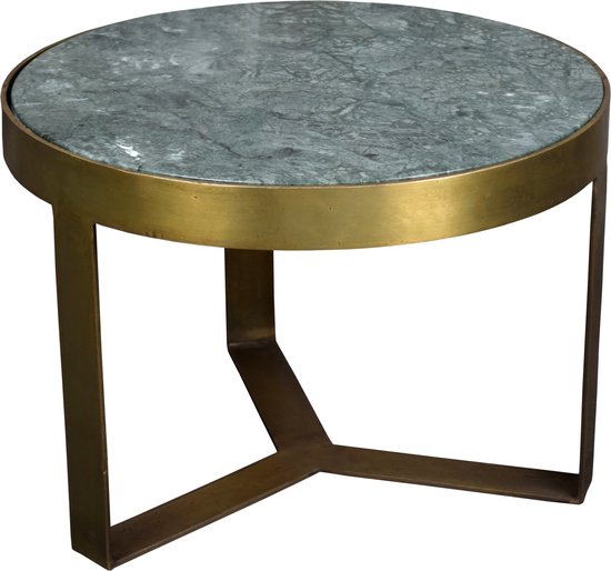 Table d'appoint | CT - Glennis Marbre Or Vert | Rond | 50 cm | marbre avec acier