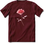 Valentijn roos Hart T-Shirt | Grappig Valentijnsdag Cadeautje voor Hem en Haar | Dames - Heren - Unisex | Kleding Cadeau | - Burgundy - XL